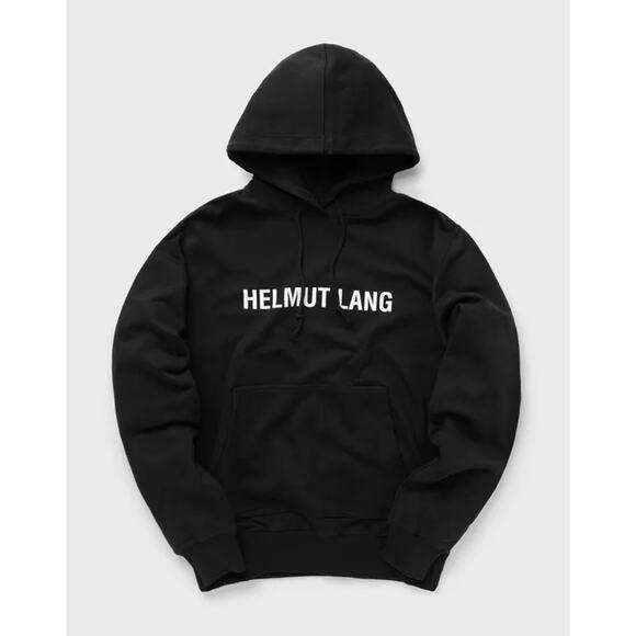 HELMUT LANG Core Logo Spellout Hoodie Black Sz Large {J9} - Picture 1 of 6